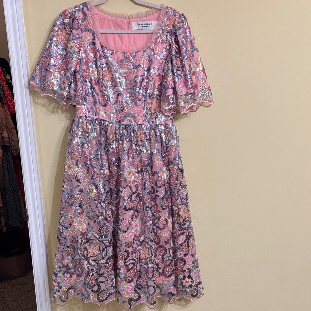 JessaKae Pink and Blue Sequin Dress